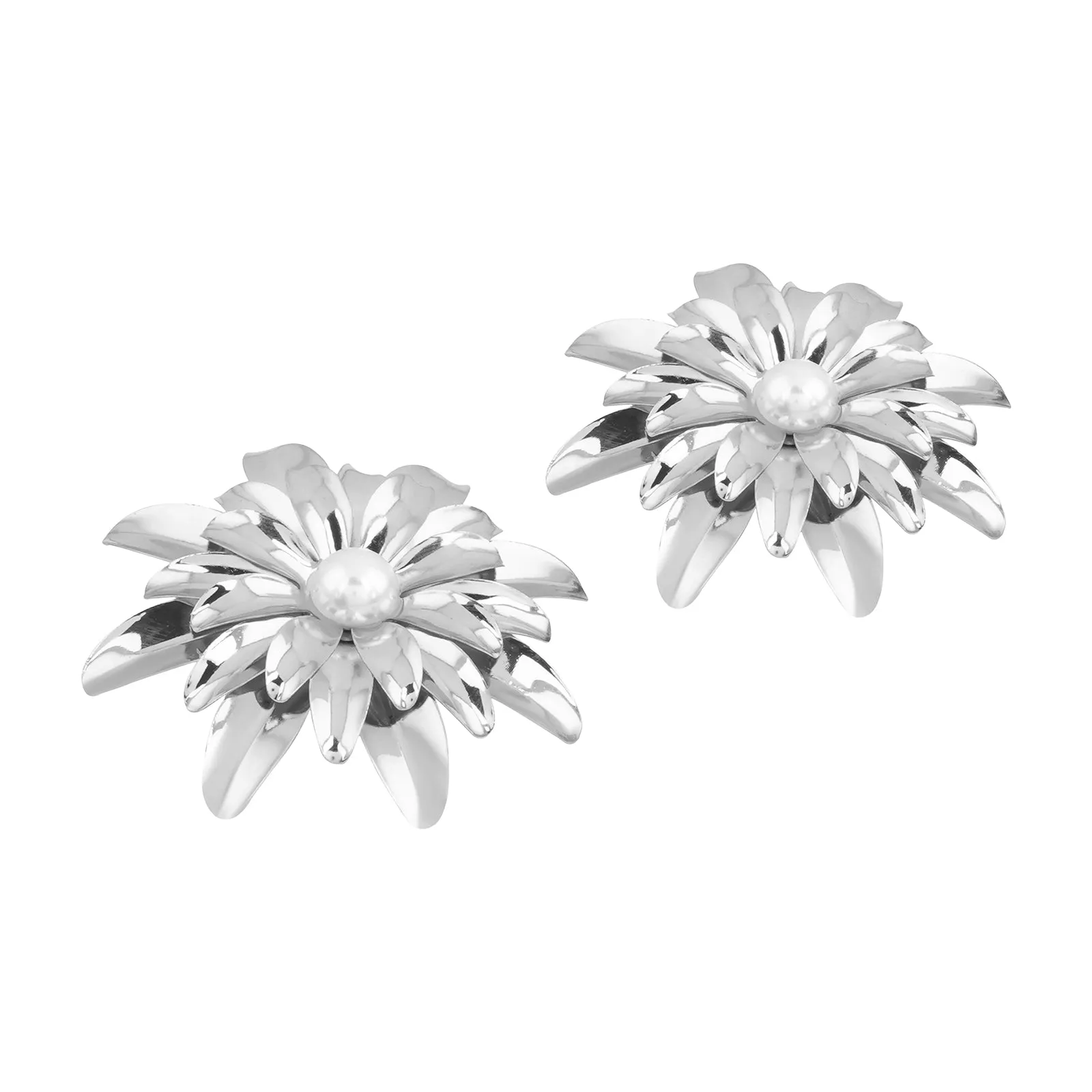 Zinnia Silver Floral Earrings