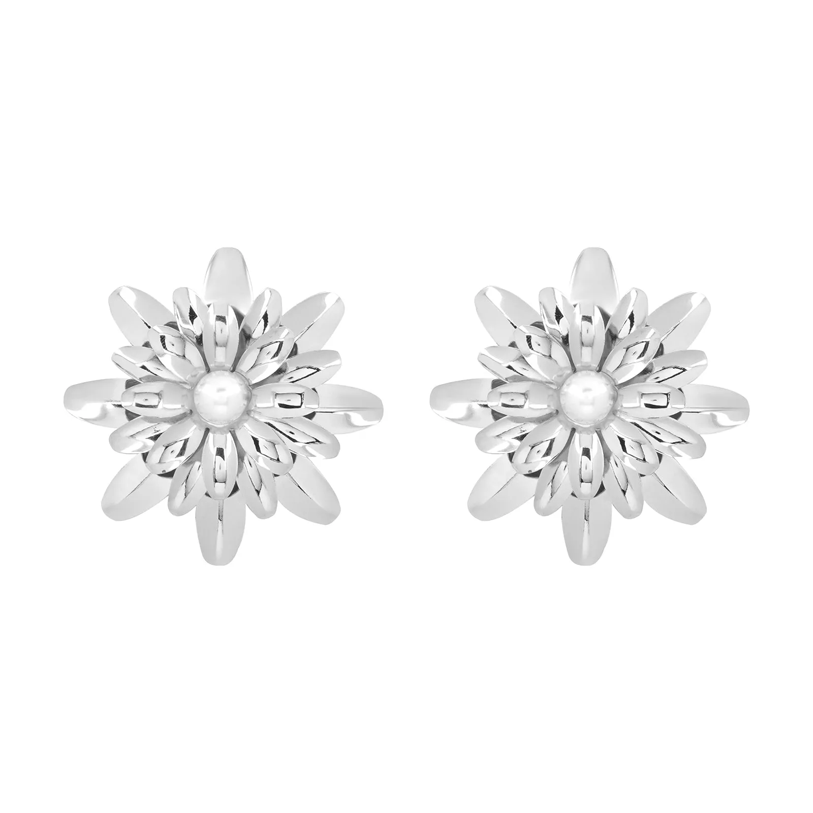 Zinnia Silver Floral Earrings